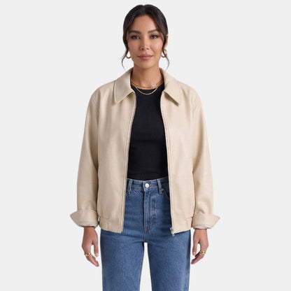 Chaqueta larga premium para mujer – oversize de cuero sintético con cremallera