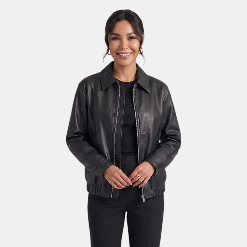 Chaqueta larga premium para mujer – oversize de cuero sintético con cremallera