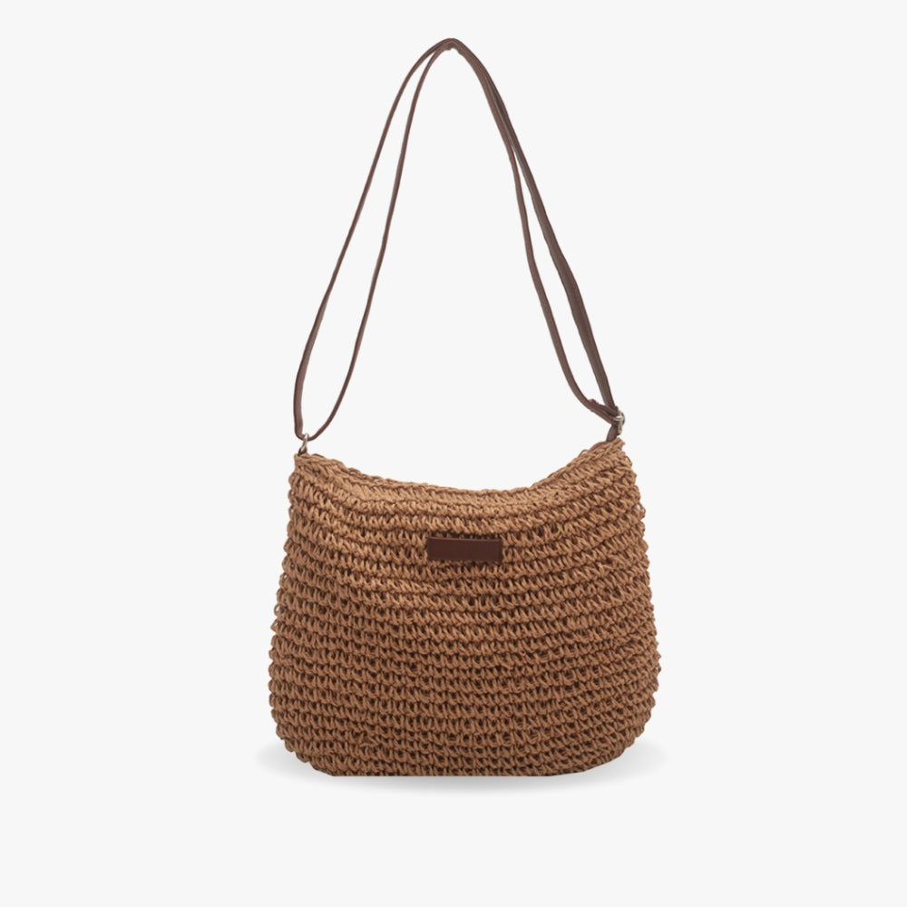 Mujer Bolso de hombro con textura trenzada y correas dobles y detalle rectangular frontal