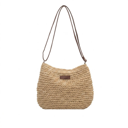 Mujer Bolso de hombro con textura trenzada y correas dobles y detalle rectangular frontal