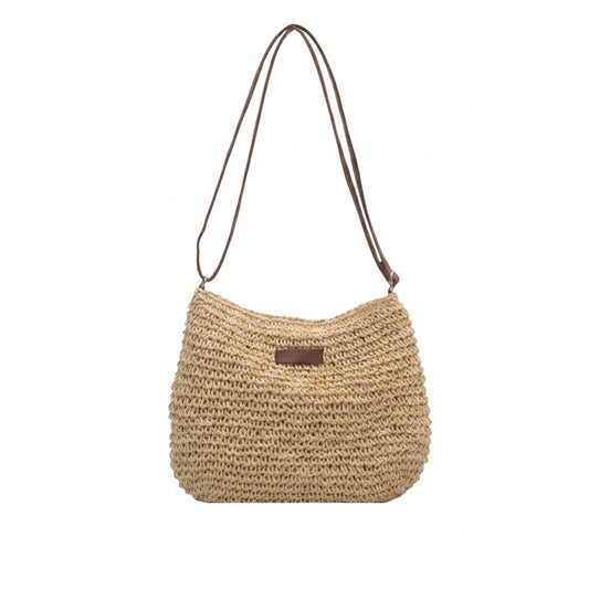 Mujer Bolso de hombro con textura trenzada y correas dobles y detalle rectangular frontal