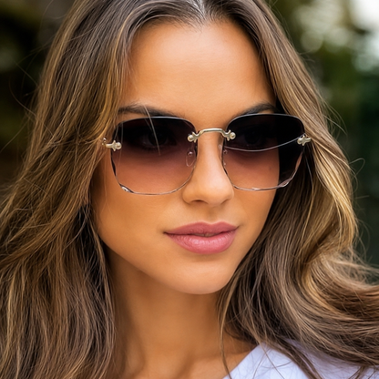 Mujer Gafas de sol rectangulares sin montura con patillas rectas