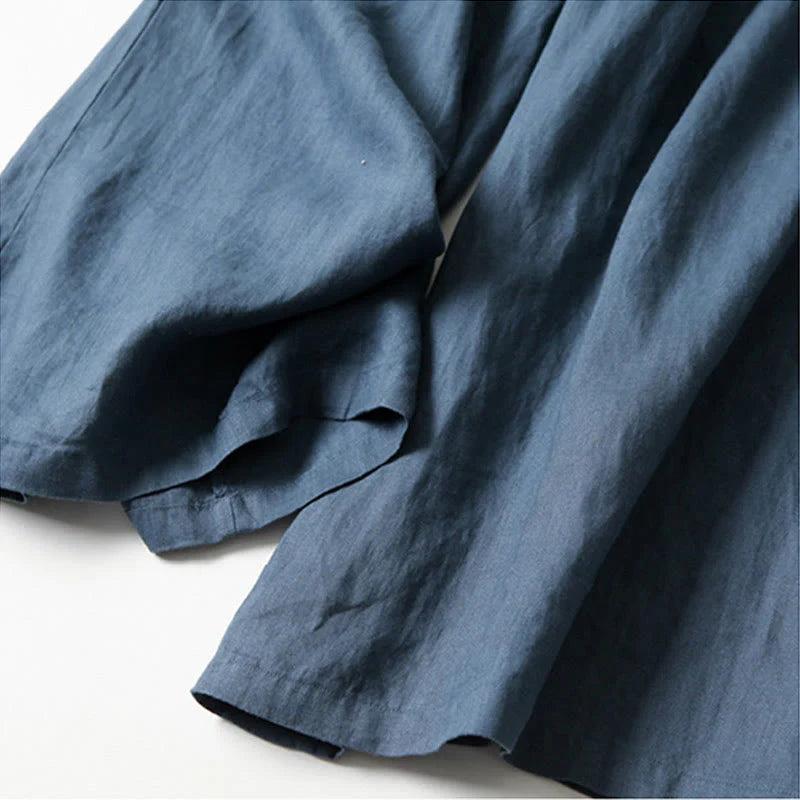Mujer Pantalón de Pierna Ancha con Cintura Elástica y Pliegues Frontales