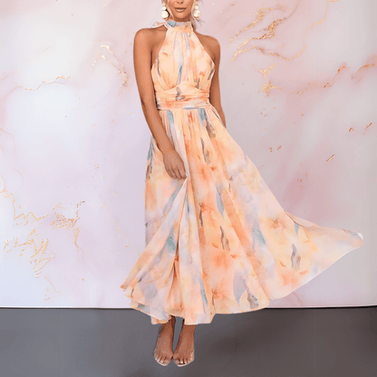 Vestido Largo Mujer Elegante Fluido – Espalda Abierta y Diseño Sofisticado