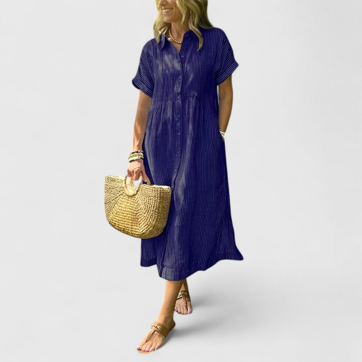 Vestido Camisero Mujer Rayas – Estilo Casual Cómodo y Elegante