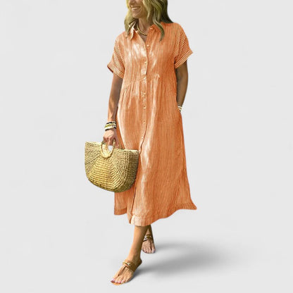 Vestido Camisero Mujer Rayas – Estilo Casual Cómodo y Elegante