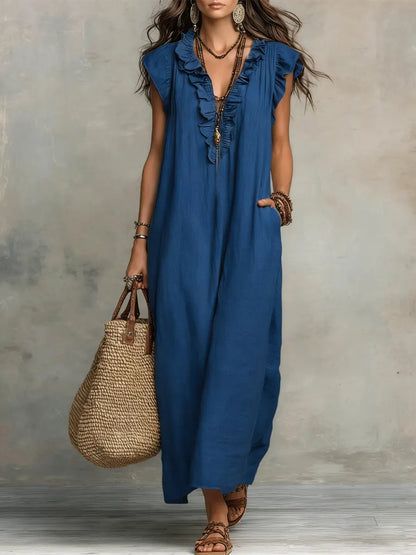 Vestido Largo Mujer Lino Algodón Bohemio – Estilo Natural y Elegante