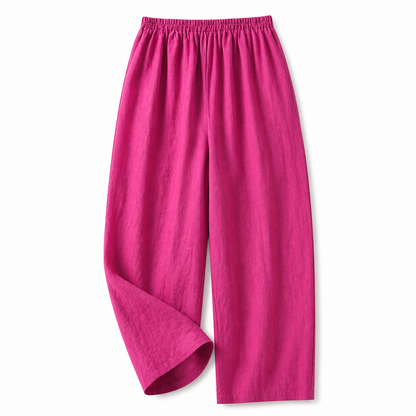 Pantalón de mujer con cintura elástica y pernera recta de longitud completa