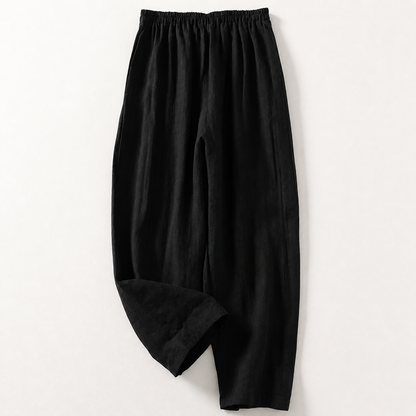 Pantalón de mujer con cintura elástica y pernera recta de longitud completa