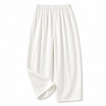 Pantalón de mujer con cintura elástica y pernera recta de longitud completa