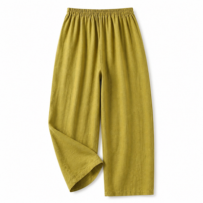 Pantalón de mujer con cintura elástica y pernera recta de longitud completa