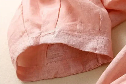 Pantalones de lino de pierna ancha para mujer con cordón