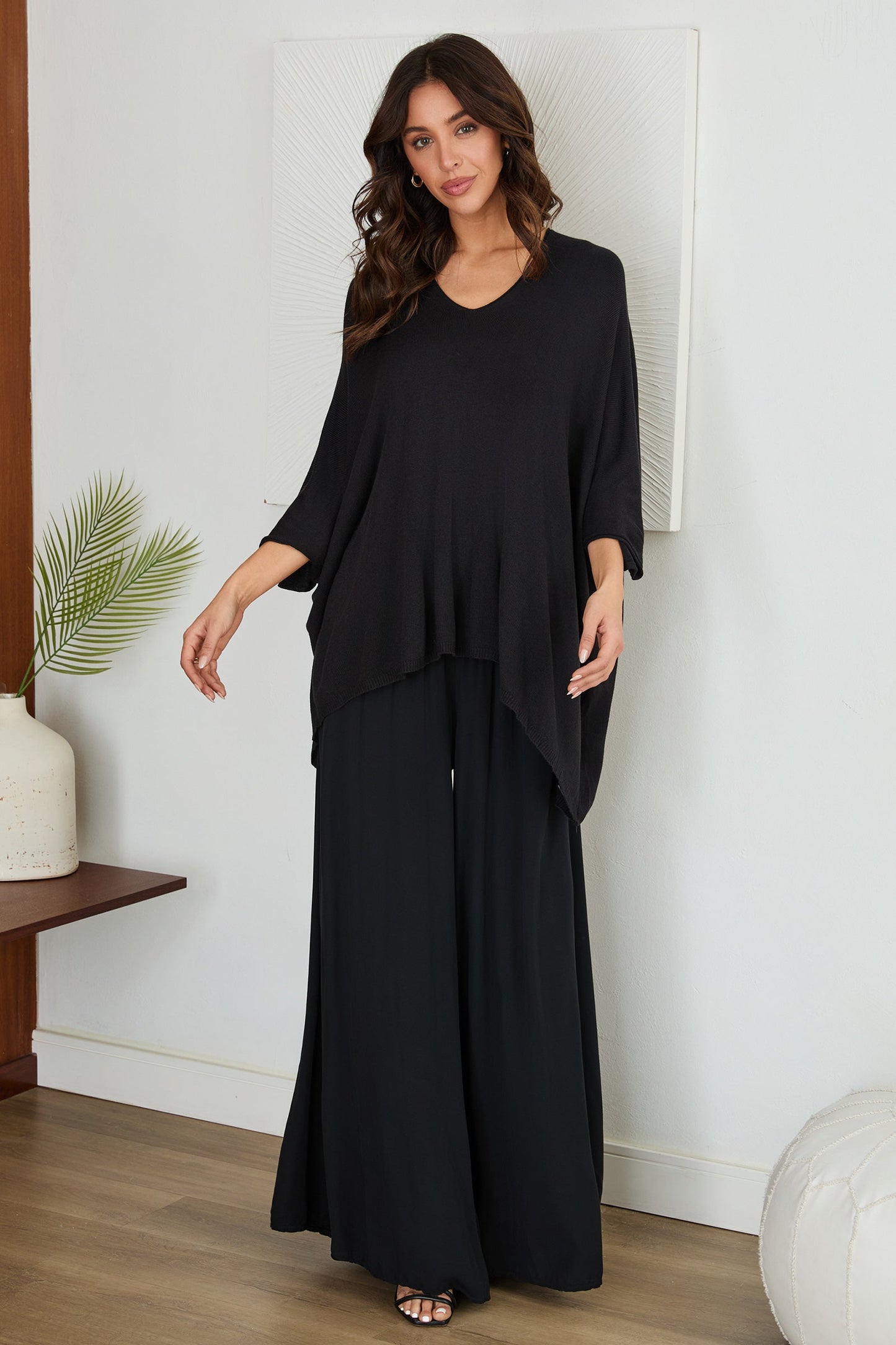 Pantalones de pierna ancha con cintura fruncida para mujer