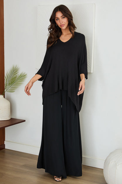 Pantalones de pierna ancha con cintura fruncida para mujer