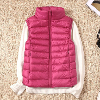 Rebeca | Chaleco Acolchado de Plumas Mujer Cuello Alto Cremallera
