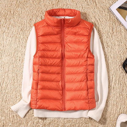 Rebeca | Chaleco Acolchado de Plumas Mujer Cuello Alto Cremallera