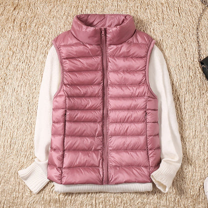Rebeca | Chaleco Acolchado de Plumas Mujer Cuello Alto Cremallera