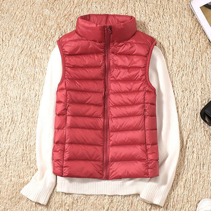 Rebeca | Chaleco Acolchado de Plumas Mujer Cuello Alto Cremallera