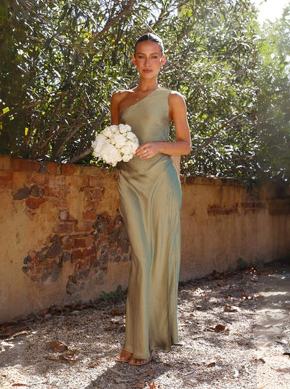 Galadriela | Vestido maxi de primavera de un hombro para mujer