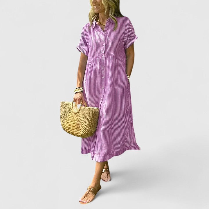 Vestido Camisero Mujer Rayas – Estilo Casual Cómodo y Elegante