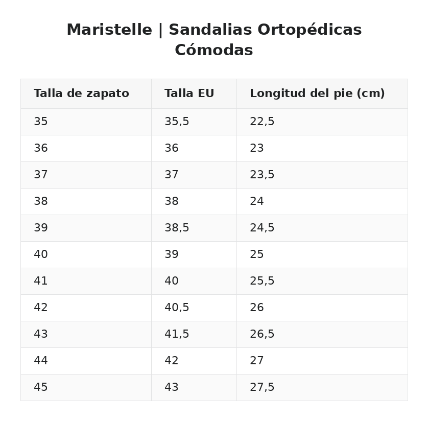 Maristelle™ | Sandalias Ortopédicas Cómodas — guía de tallas