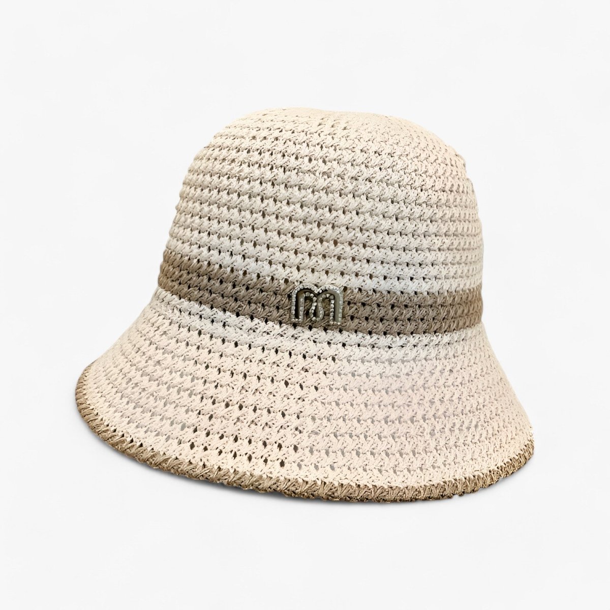 Sombrero de paja trenzada para mujer con banda de logotipo