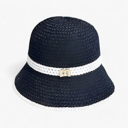 Sombrero de paja trenzada para mujer con banda de logotipo