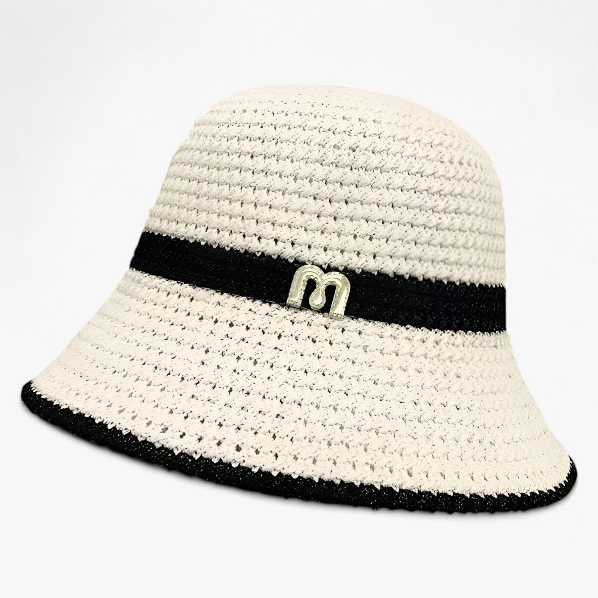 Sombrero de paja trenzada para mujer con banda de logotipo