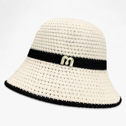Sombrero de paja trenzada para mujer con banda de logotipo