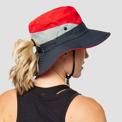 Sombrero de sol de ala ancha para mujer con abertura para coleta