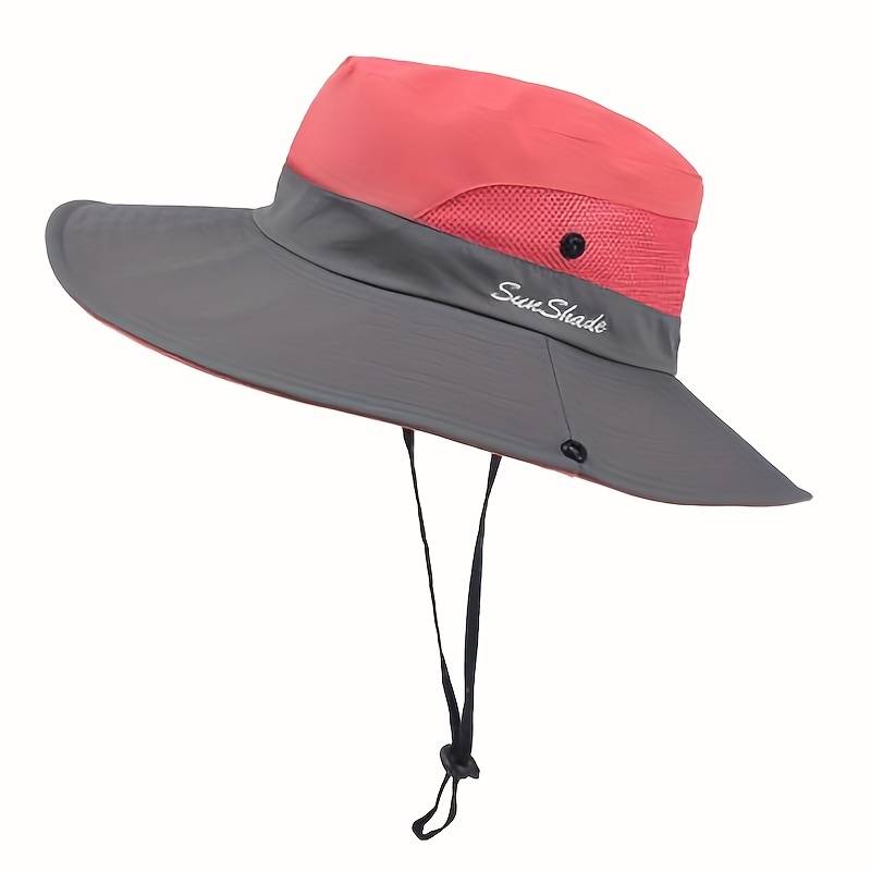 Sombrero de sol de ala ancha para mujer con abertura para coleta