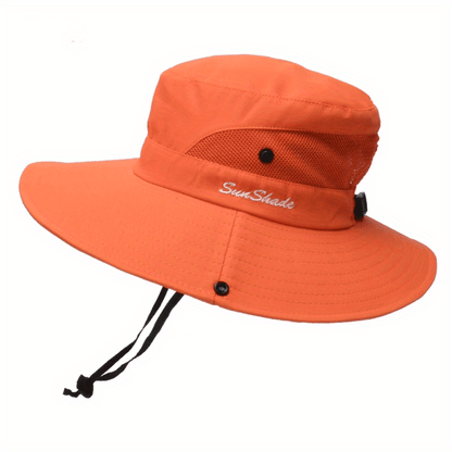 Sombrero de sol de ala ancha para mujer con abertura para coleta