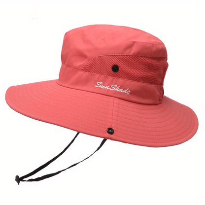 Sombrero de sol de ala ancha para mujer con abertura para coleta