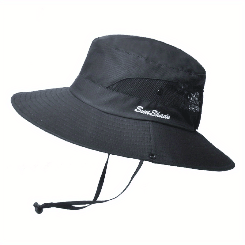 Sombrero de sol de ala ancha para mujer con abertura para coleta