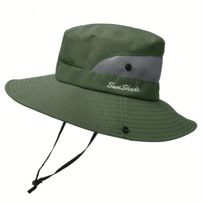 Sombrero de sol de ala ancha para mujer con abertura para coleta