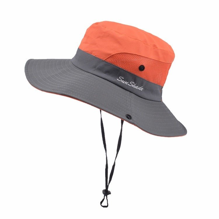 Sombrero de sol de ala ancha para mujer con abertura para coleta