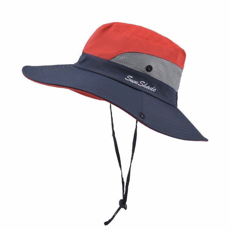 Sombrero de sol de ala ancha para mujer con abertura para coleta