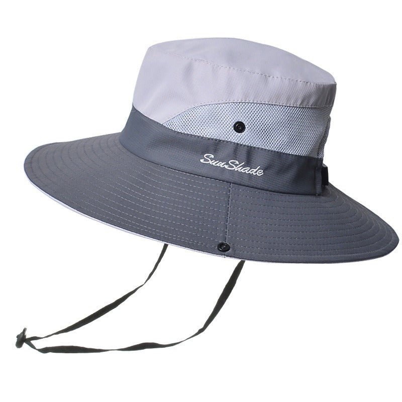 Sombrero de sol de ala ancha para mujer con abertura para coleta