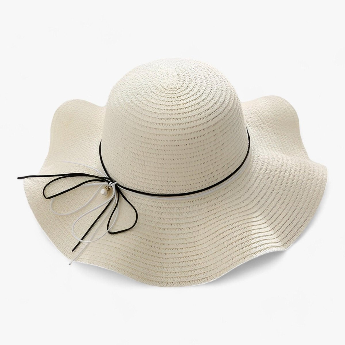 Sombrero de sol de ala ancha para mujer con lazo
