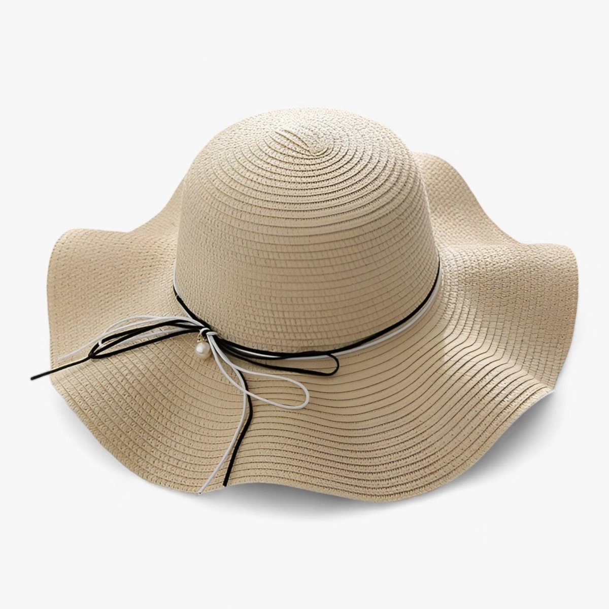 Sombrero de sol de ala ancha para mujer con lazo