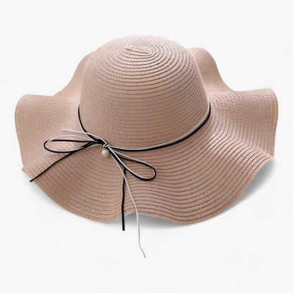 Sombrero de sol de ala ancha para mujer con lazo