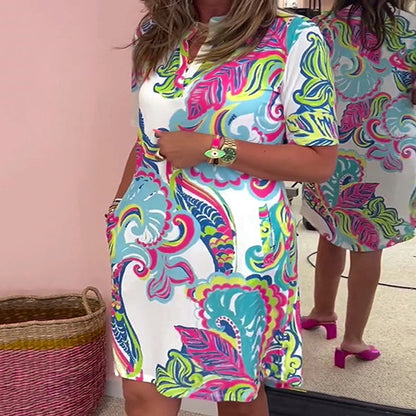 Vestido mujer estampado colorido escote V verano