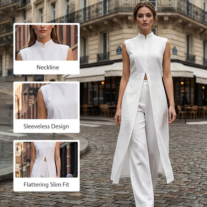 Conjunto Algodón Mujer Dos Piezas Elegante – Abertura y Pantalón Fluido Verano