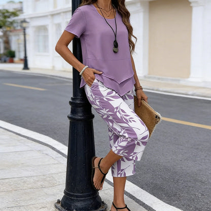 Conjunto Casual Mujer Dos Piezas – Diseño Fluido con Estampado