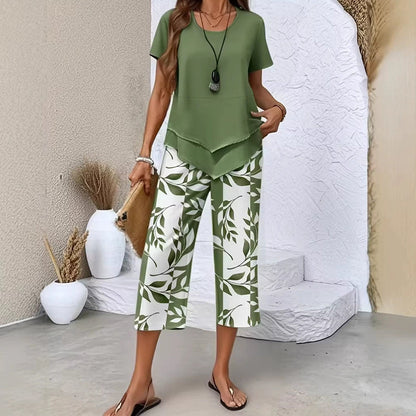 Conjunto Casual Mujer Dos Piezas – Diseño Fluido con Estampado