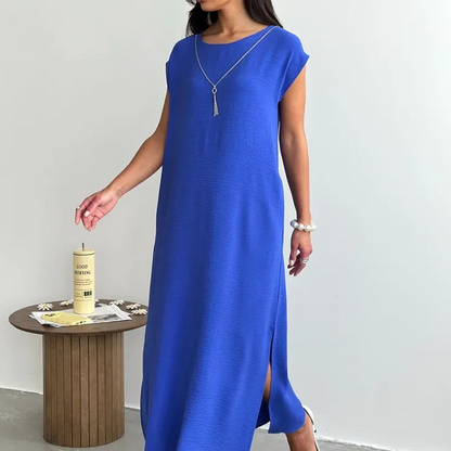 Vestido midi de mujer sin mangas con abertura lateral