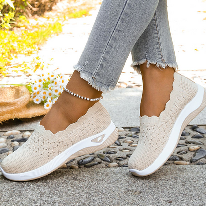 Zapatillas de caminar para mujer con malla transpirable, sin cordones – Modelo ortopédico con suela amortiguadora y comodidad