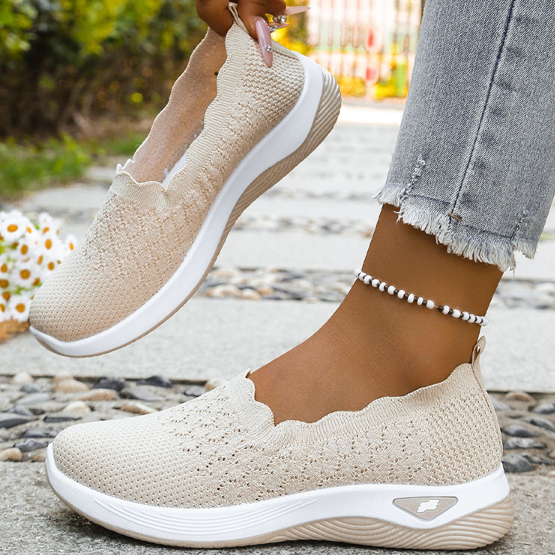 Zapatillas de caminar para mujer con malla transpirable, sin cordones – Modelo ortopédico con suela amortiguadora y comodidad