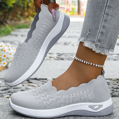 Zapatillas de caminar para mujer con malla transpirable, sin cordones – Modelo ortopédico con suela amortiguadora y comodidad