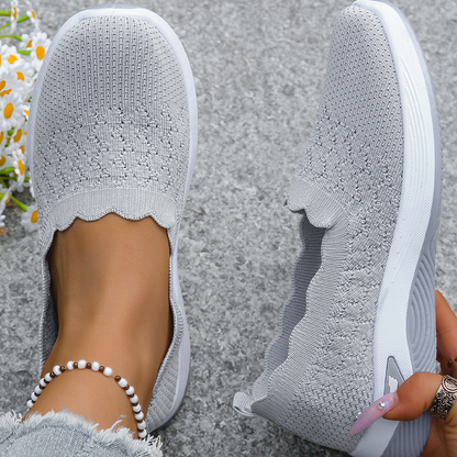 Zapatillas de caminar para mujer con malla transpirable, sin cordones – Modelo ortopédico con suela amortiguadora y comodidad